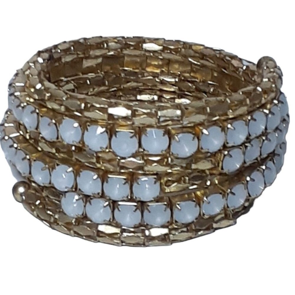 Memory Wire Bracelet Stacking Coiled Statement Go… - image 1